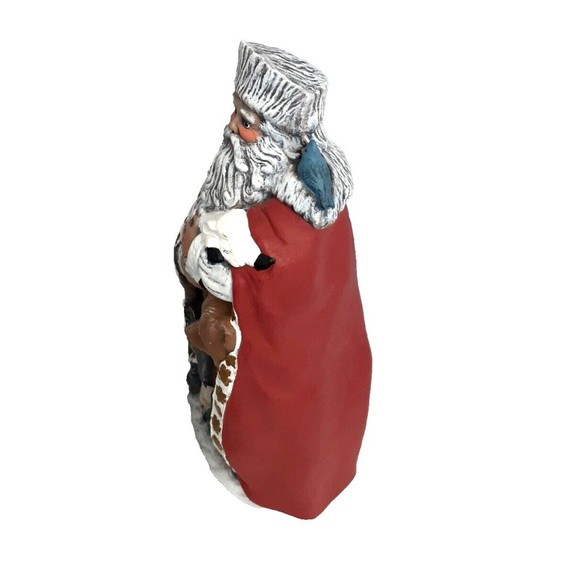 Ceramic Santa Claus figurine with Forest Animal signed on bottom Christmas 11" - Picture 7 of 9